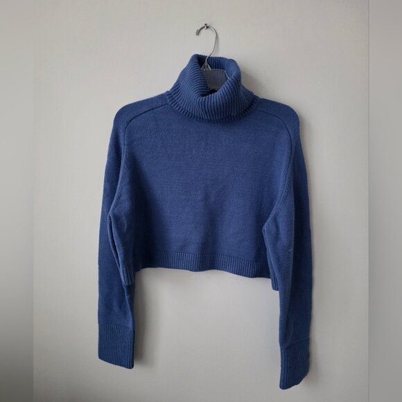 ZARA | High Neck Cropped Sweater Blue Sz M - Picture 3 of 6